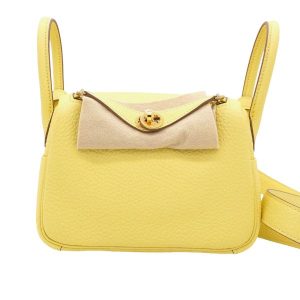 H LINDY MINI BAG YELLOW WITH GOLD HARDWARE 19CM