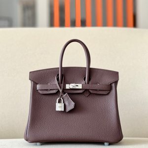 H BIRKIN 25 TOGO CHOCOLATE LEATHER SILVER HARDWARE 25CM