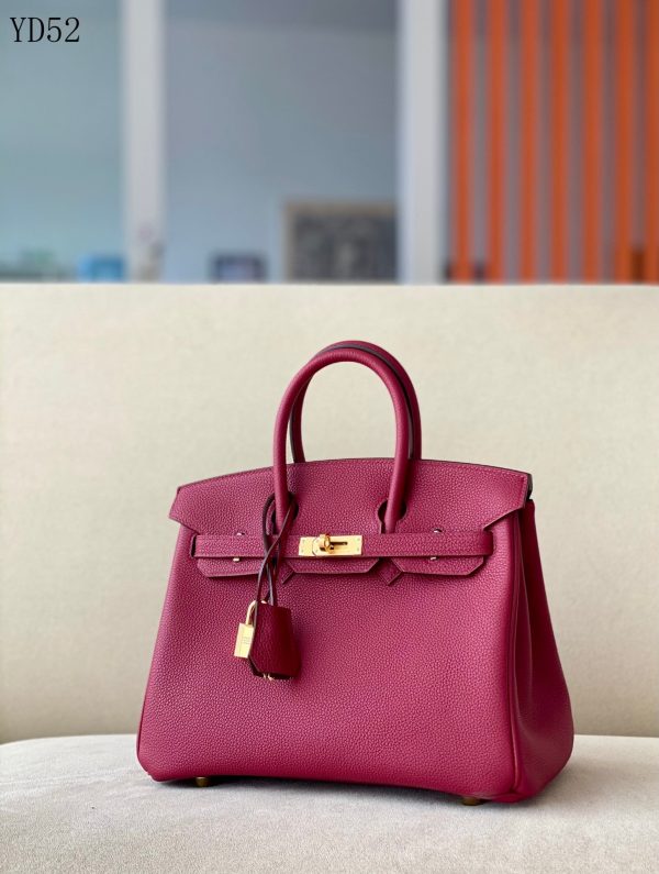 H BIRKIN 25 TOGO RED WINE LEATHER GOLD HARDWARE 25CM